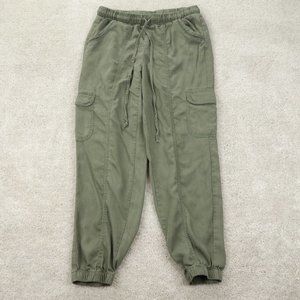 Knox Rose Cargo Joggers Womens Small Green Twill Elastic Waist Stretch Pockets